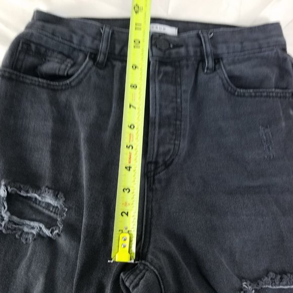 Pacsun Jeans Womens 25 High‎ Rise Black Denim Straight Destroyed Charcoal Wash - Picture 8 of 16